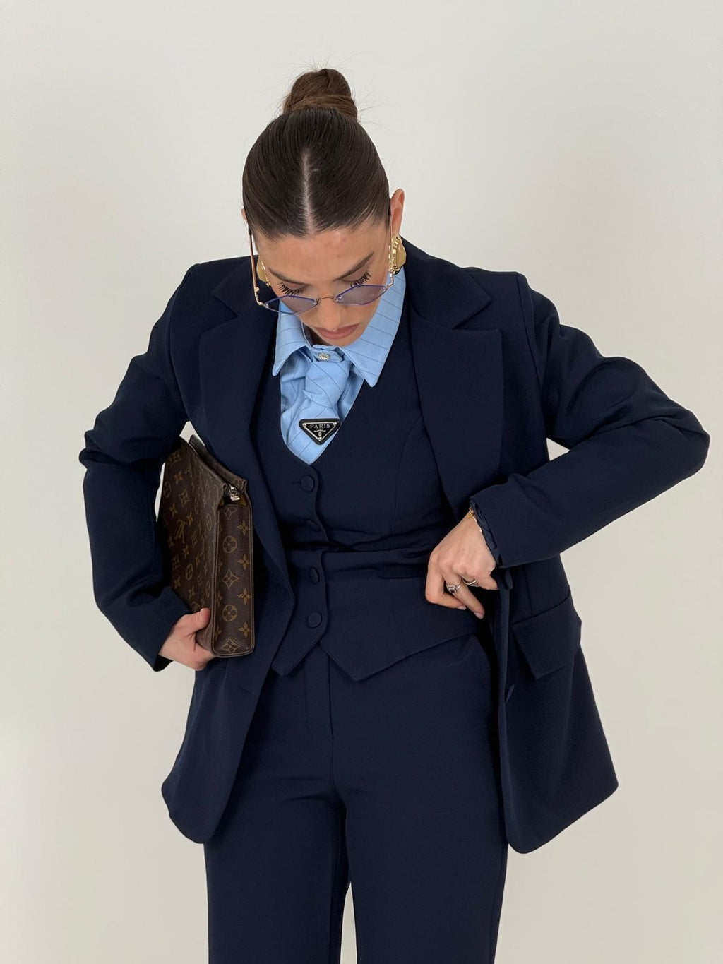 Traje MAELLE - Conjunto de 3 piezas de primera calidad: chaqueta, chaleco y pantalón palacio
