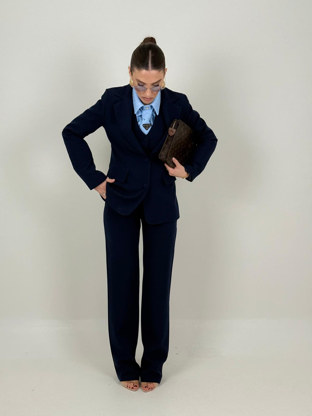 Traje MAELLE - Conjunto de 3 piezas de primera calidad: chaqueta, chaleco y pantalón palacio