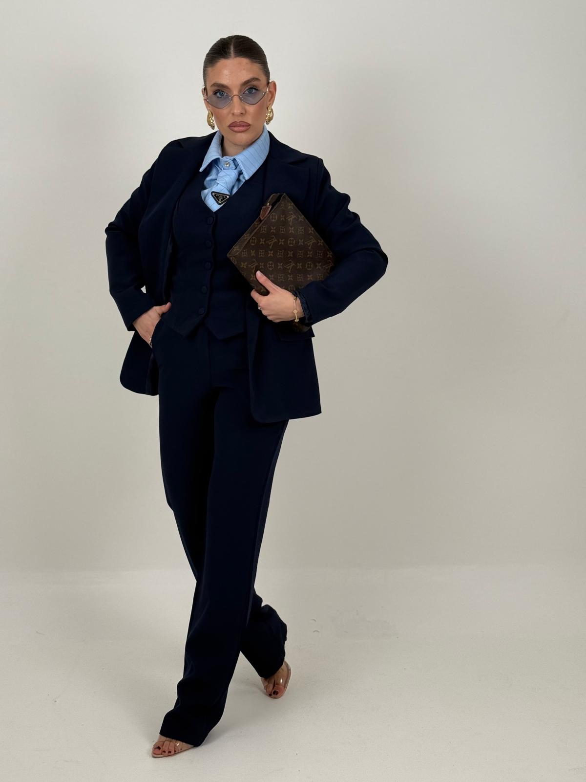 Traje MAELLE - Conjunto de 3 piezas de primera calidad: chaqueta, chaleco y pantalón palacio