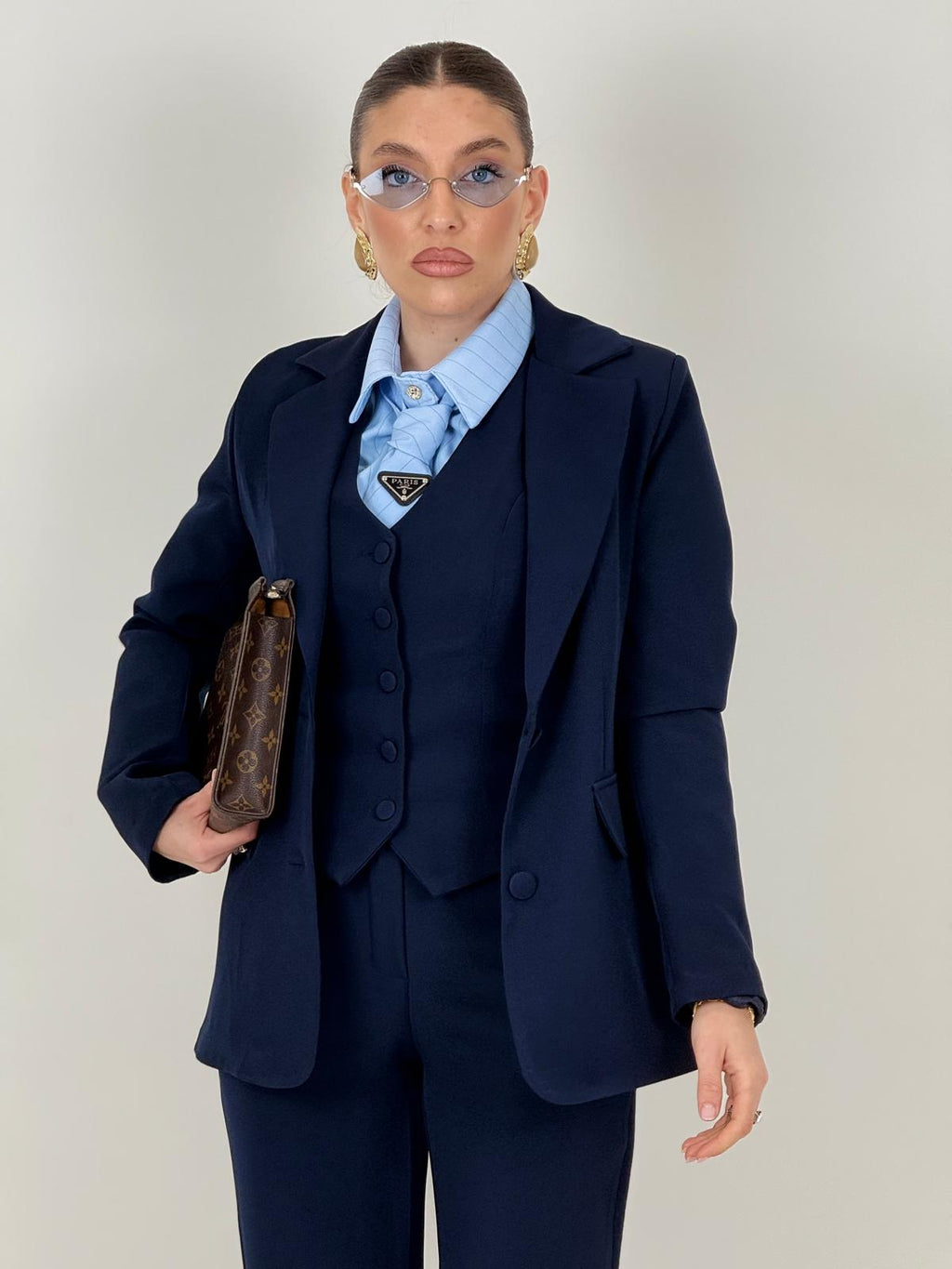 Traje MAELLE - Conjunto de 3 piezas de primera calidad: chaqueta, chaleco y pantalón palacio