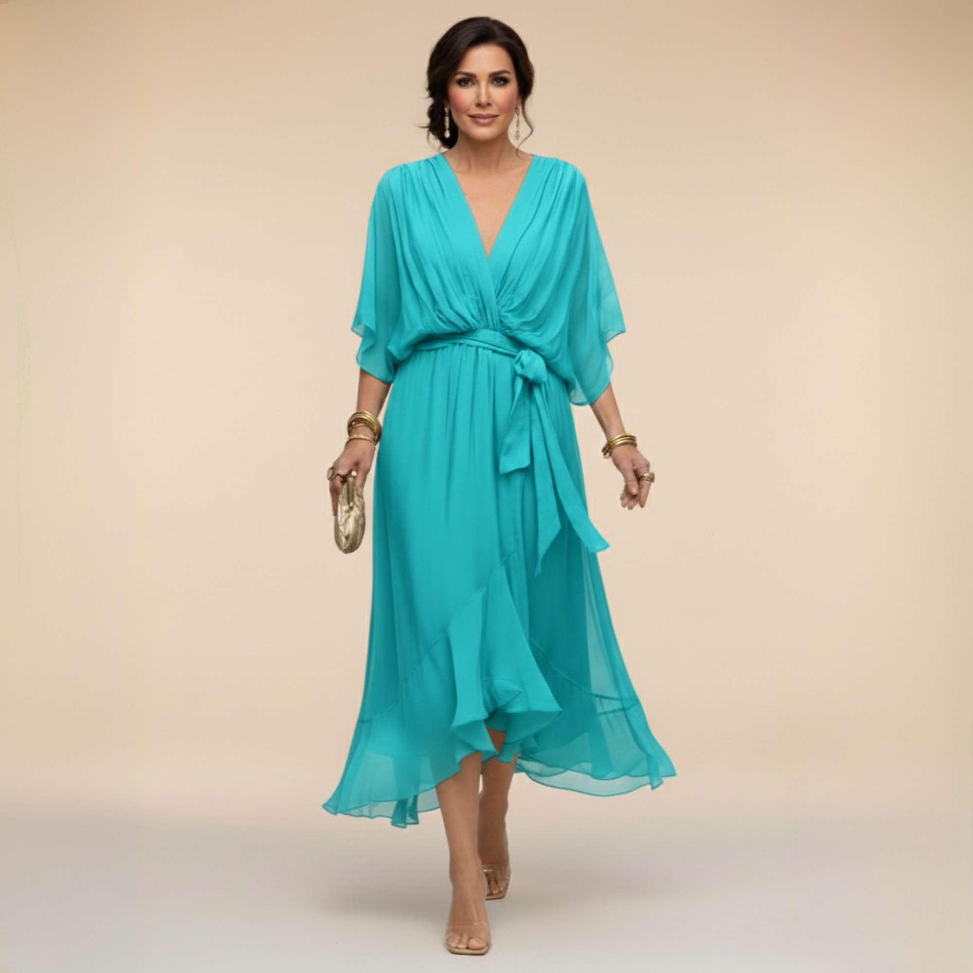 Serena™ | Vestido fluido con escote en V de una elegancia etérea