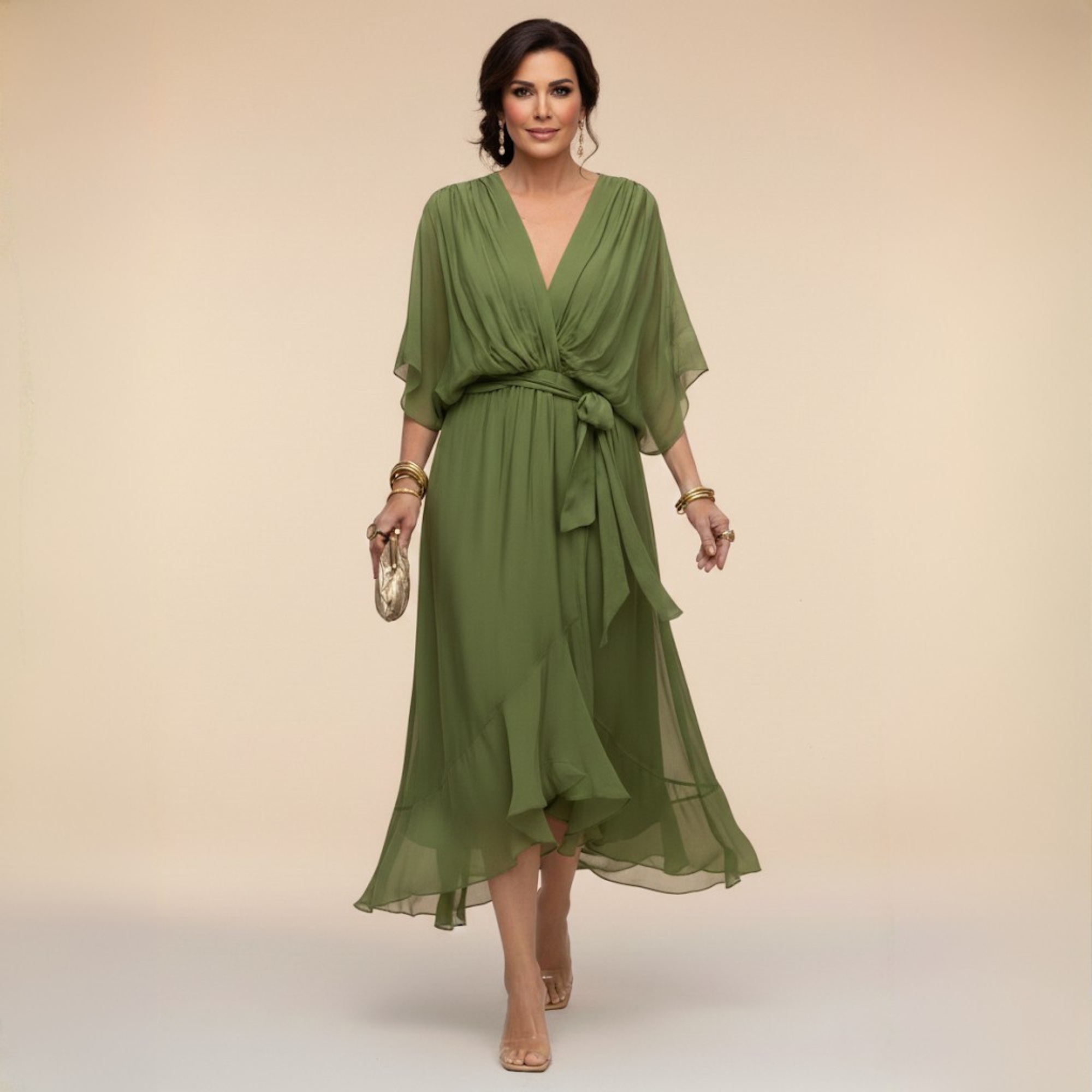 Serena™ | Vestido fluido con escote en V de una elegancia etérea
