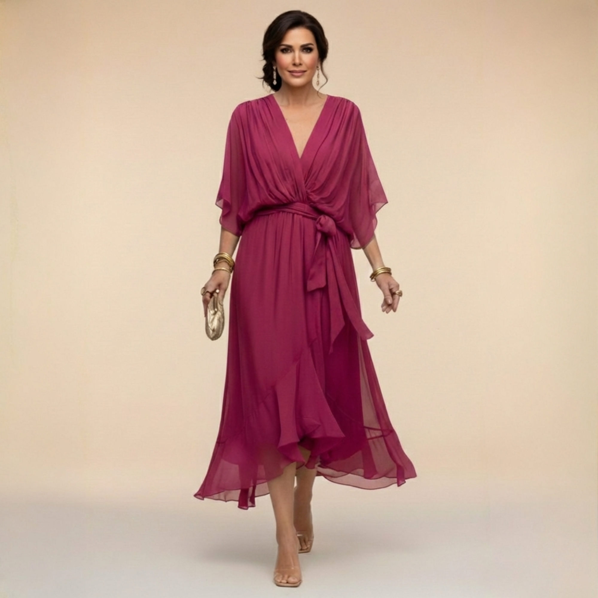 Serena™ | Vestido fluido con escote en V de una elegancia etérea