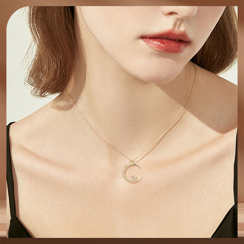 ⌛ Solo quedan 3 días: ¡50 % de descuento en todo! ⏰Collar con luna y estrellas brillantes🌙