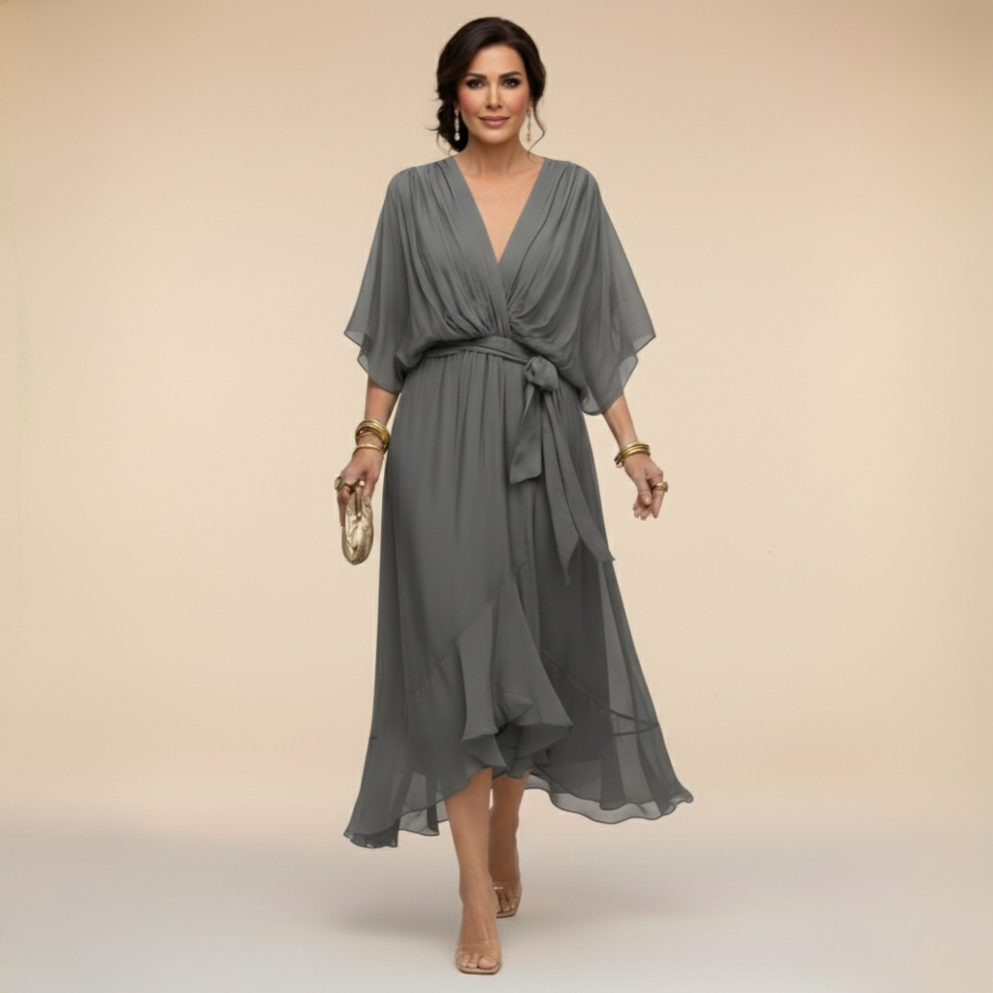 Serena™ | Vestido fluido con escote en V de una elegancia etérea