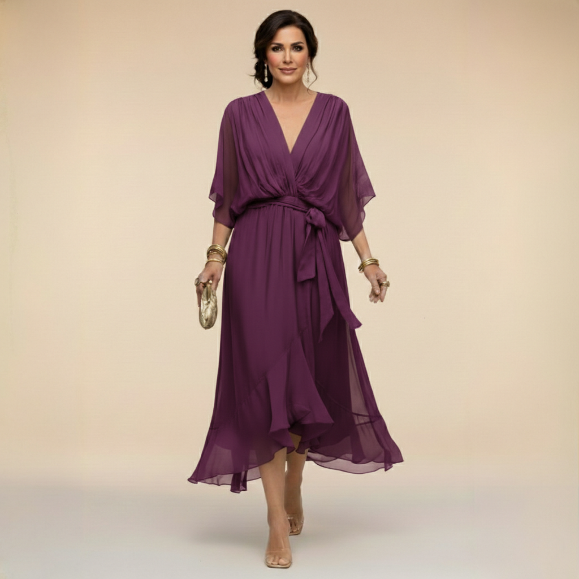 Serena™ | Vestido fluido con escote en V de una elegancia etérea