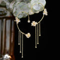 💕50 % de réduction💕 Boucles d'oreilles pendantes clips, motif papillon et fleur avec pompons - Élégantes et confortables, pas besoin de percer les oreilles 🌸🦋
