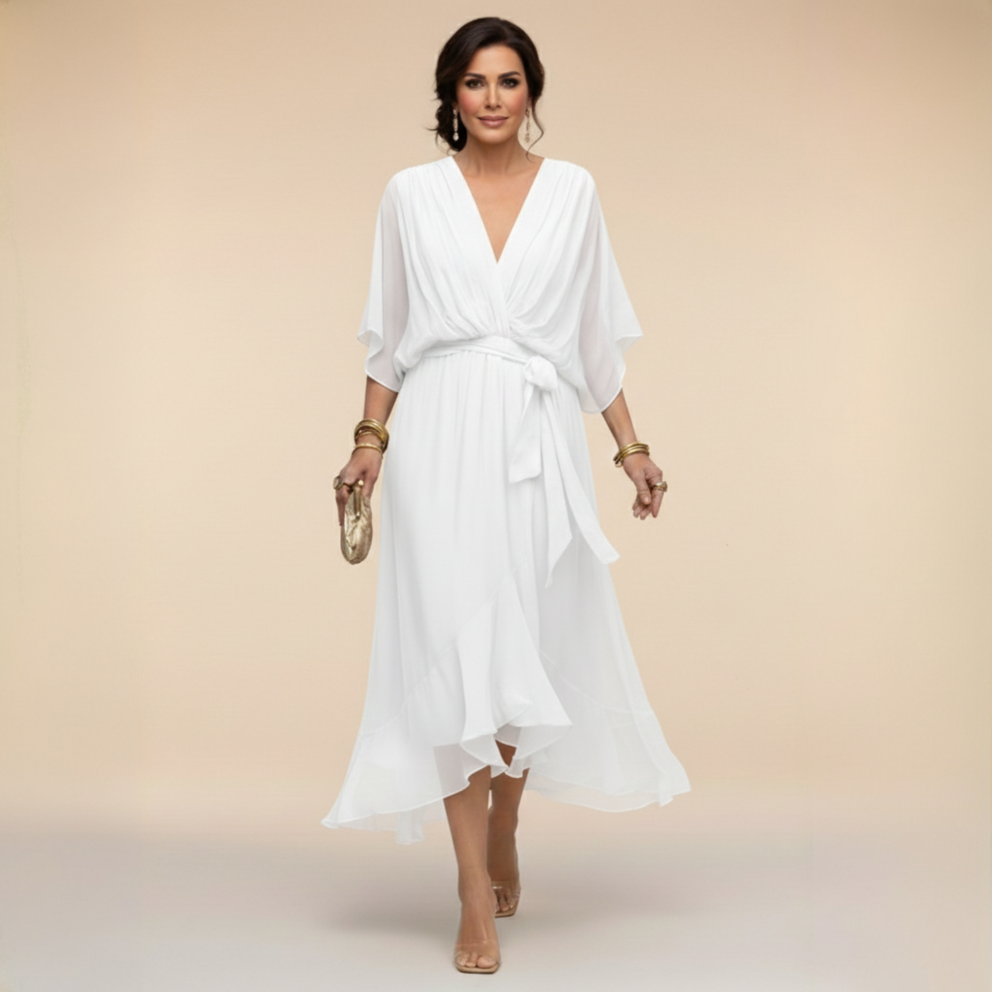 Serena™ | Vestido fluido con escote en V de una elegancia etérea