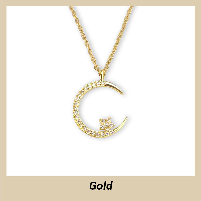 ⌛ Plus que 3 jours : 50 % de réduction sur tout ! ⏰Collier lune et étoiles brillantes🌙