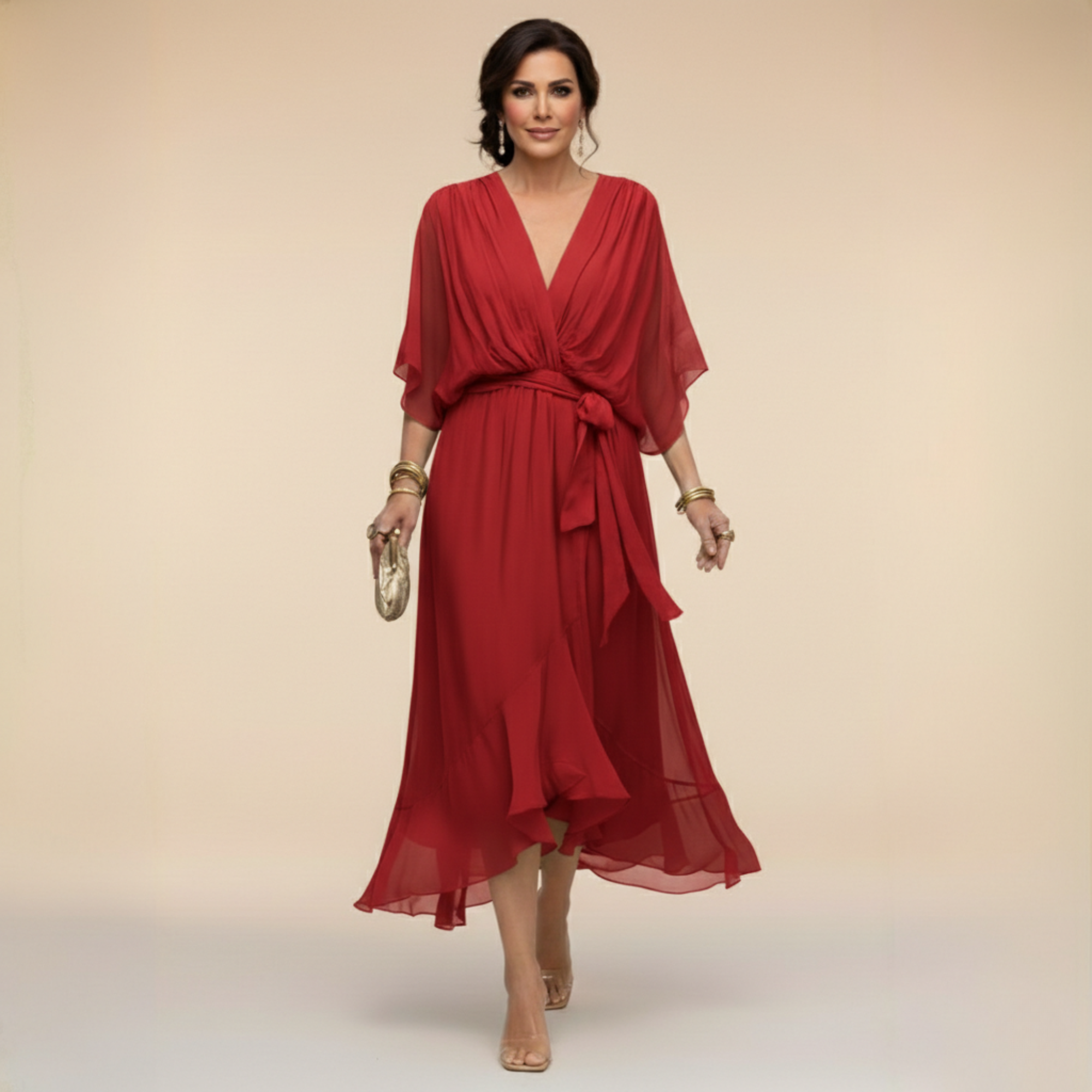 Serena™ | Vestido fluido con escote en V de una elegancia etérea