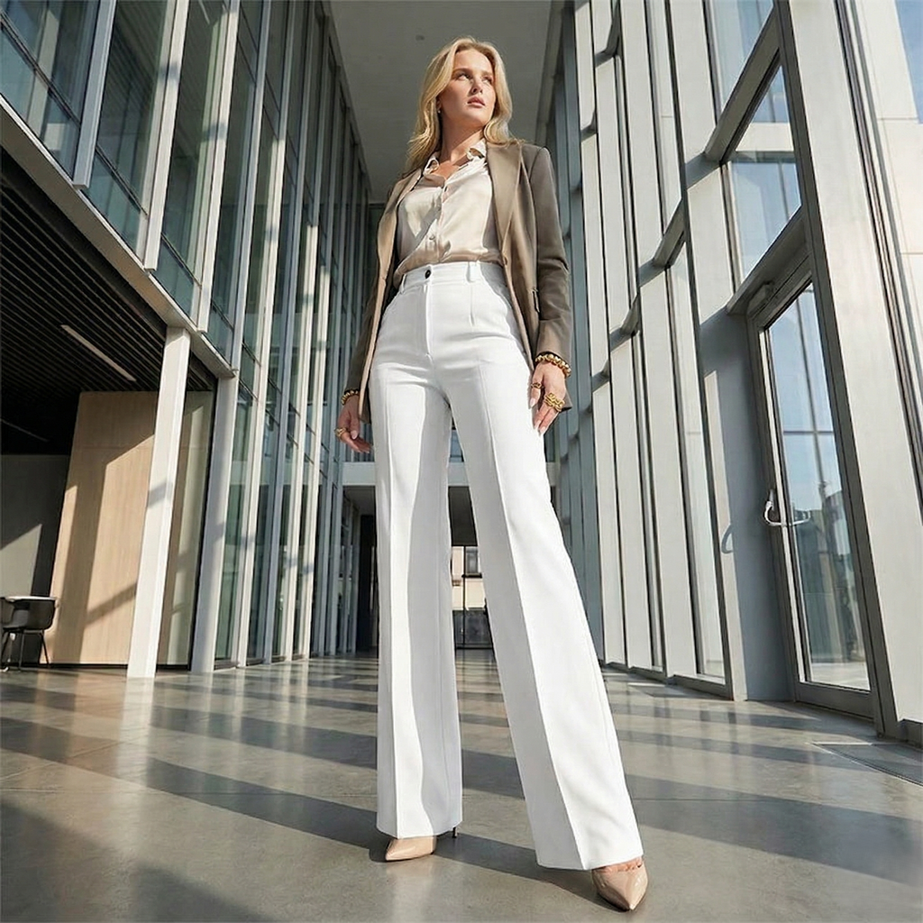 Pantalons de costume taille haute pour femme