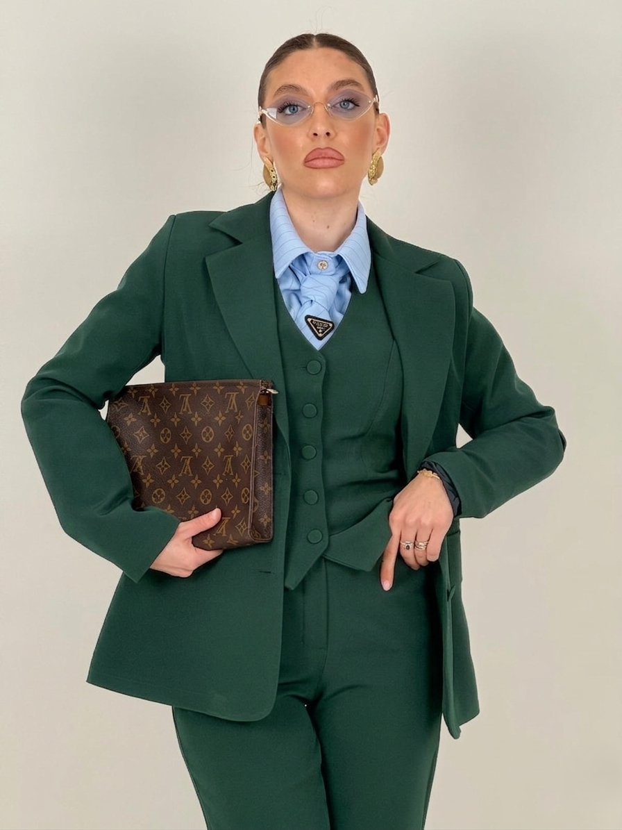Traje MAELLE - Conjunto de 3 piezas de primera calidad: chaqueta, chaleco y pantalón palacio