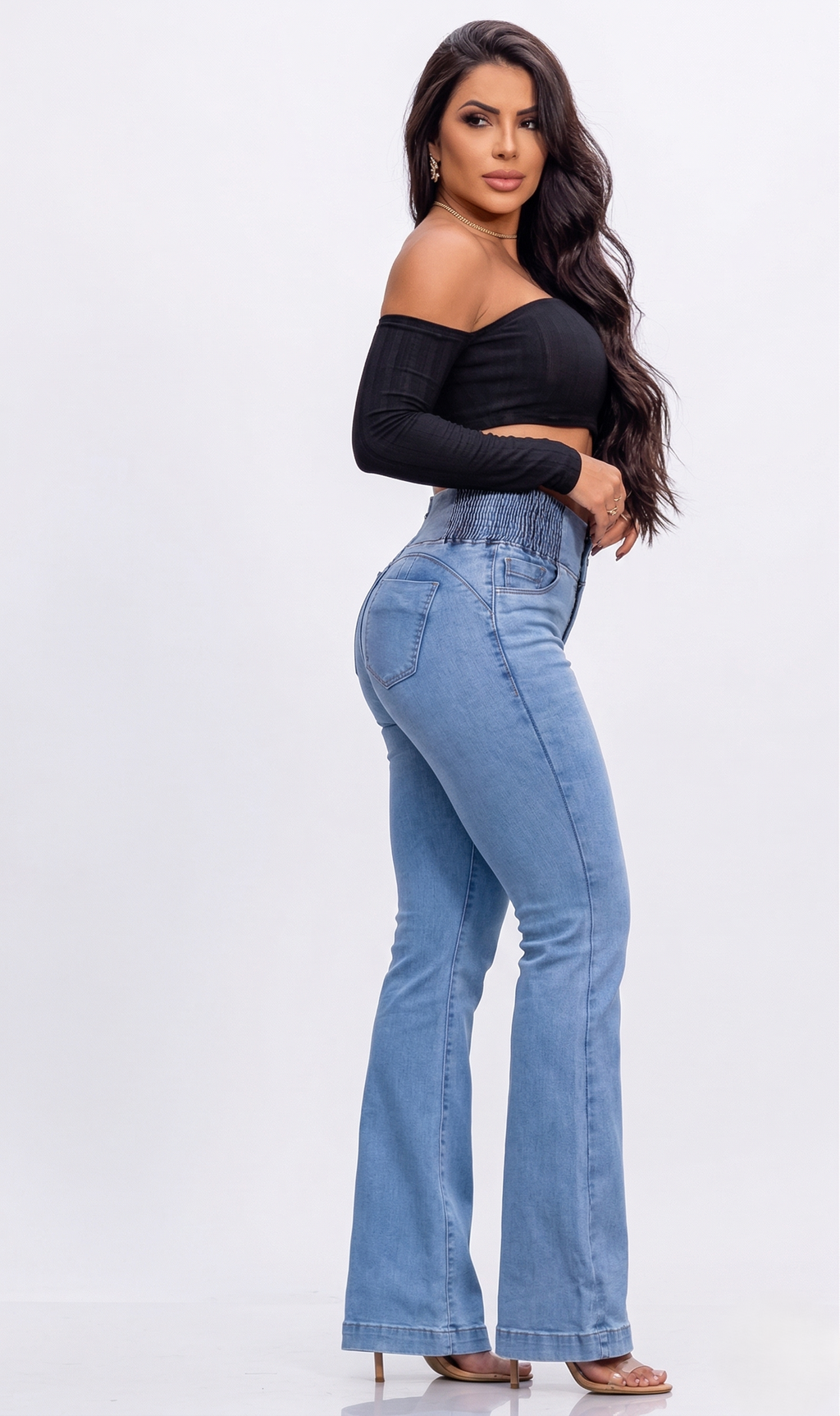 💕Novedad de primavera👖Vaqueros acampanados elásticos de cintura alta