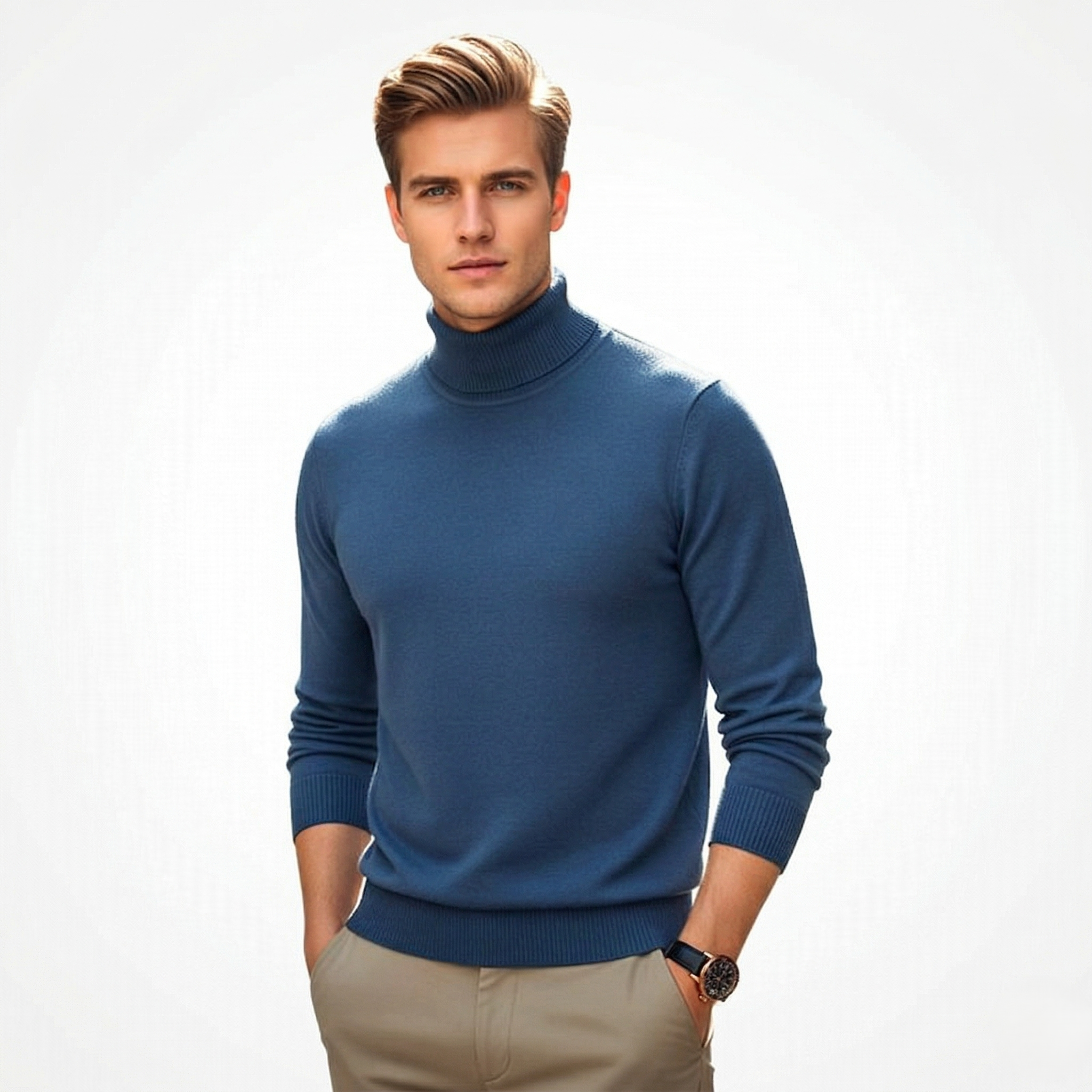 ⏳ Último día: ¡50 % de descuento en todo el surtido!⏰ Jersey de cachemira premium para hombre, liso: tejido suave y cómodo con un corte moderno, ideal para el trabajo y el tiempo libre 👔