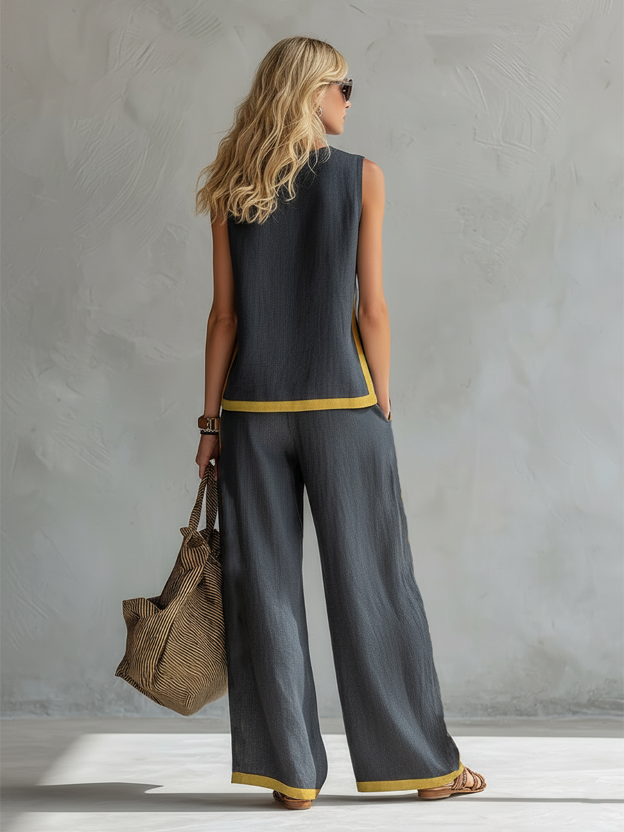 Leila | Conjunto elegante de algodón y lino