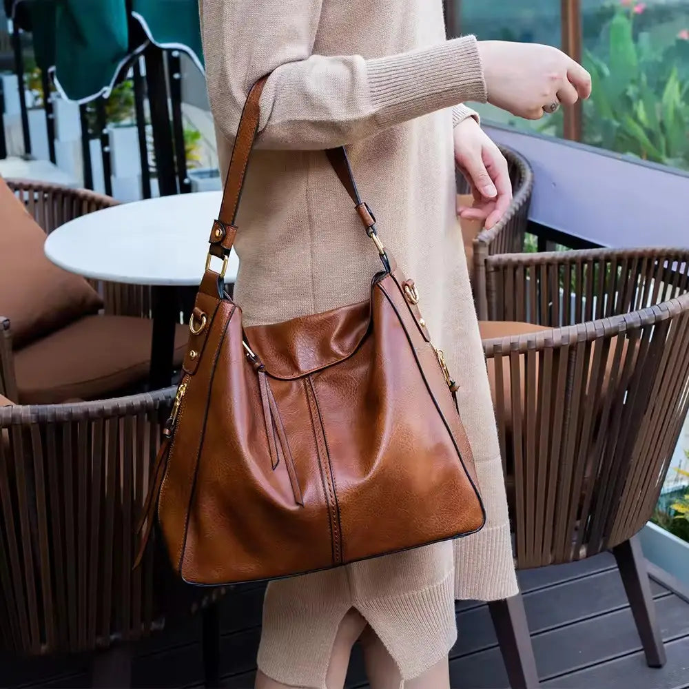 Luxury Bolso hobo de piel anti robo