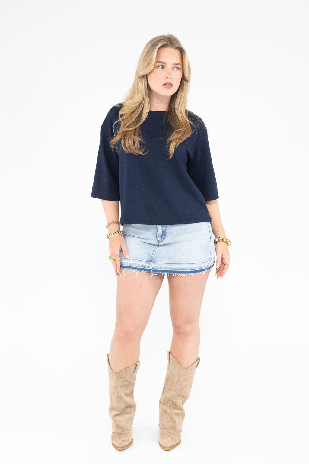 Falda-pantalón de denim con bordes sin rematar