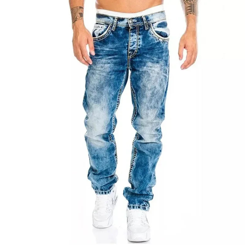 Vaqueros de verano fáciles de llevar para hombre: tejido elástico ligero, corte recto, versátiles y fáciles de combinar ☀️👍