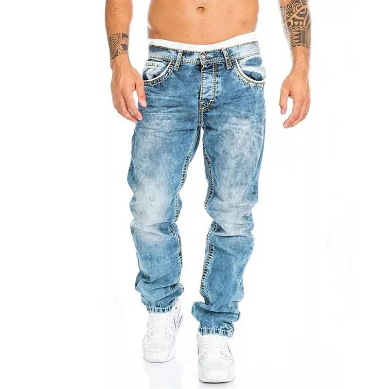 Vaqueros de verano fáciles de llevar para hombre: tejido elástico ligero, corte recto, versátiles y fáciles de combinar ☀️👍