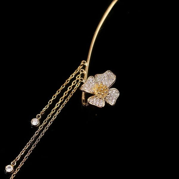 💕50 % de réduction💕 Boucles d'oreilles pendantes clips, motif papillon et fleur avec pompons - Élégantes et confortables, pas besoin de percer les oreilles 🌸🦋