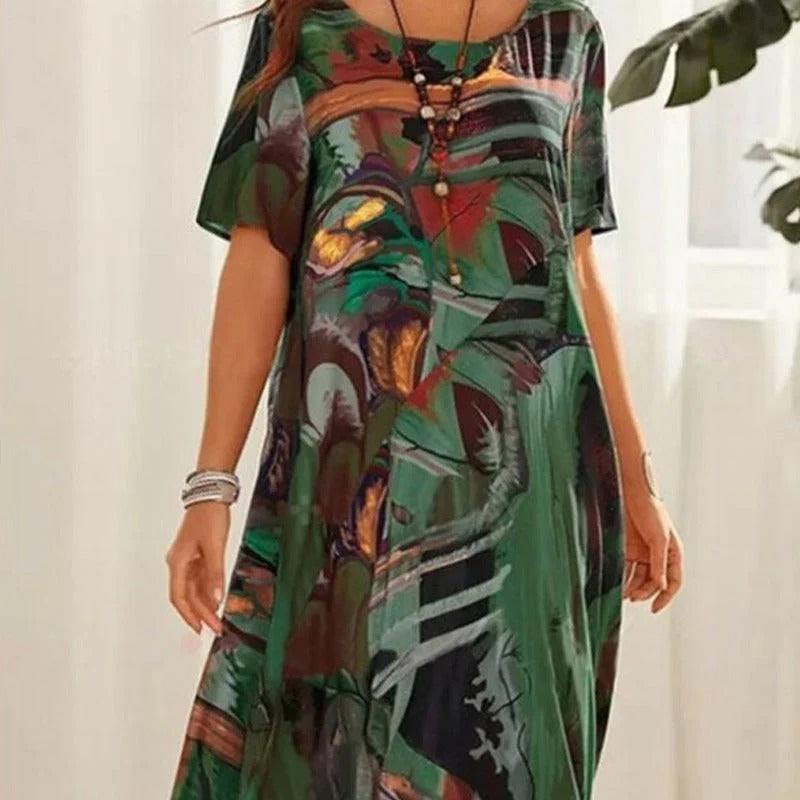 Elegante abito in seta di gelso "Brezza tropicale"