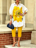 Conjunto coordinado de camisa y pantalones «Scarlet Bloom», elegante y con mucho estilo