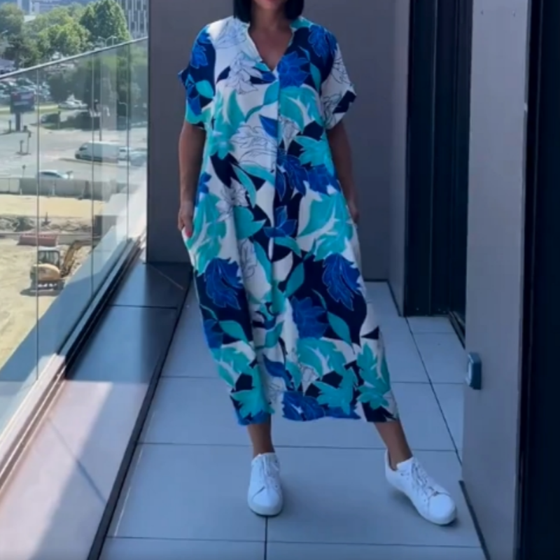 👗 ¡50 % DE DESCUENTO! 🌸 Vestido informal y elegante con estampado y cuello en V para mujer: tejido fluido, corte favorecedor y perfecto para la primavera ☀️