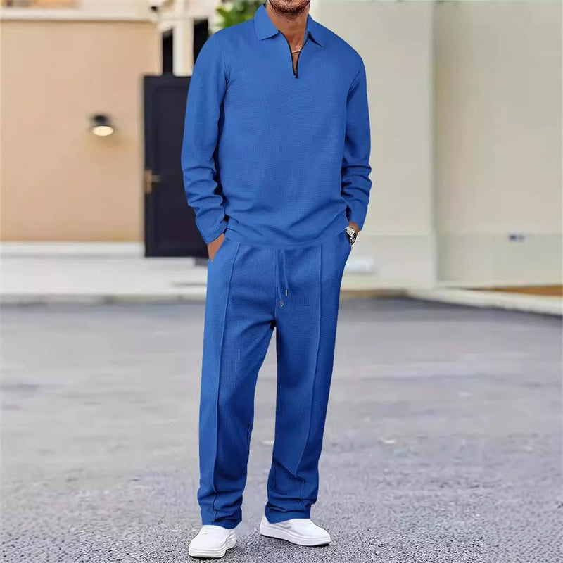 🏃👖Conjunto de hombre compuesto por una sudadera de punto de panal y unos pantalones de corte recto