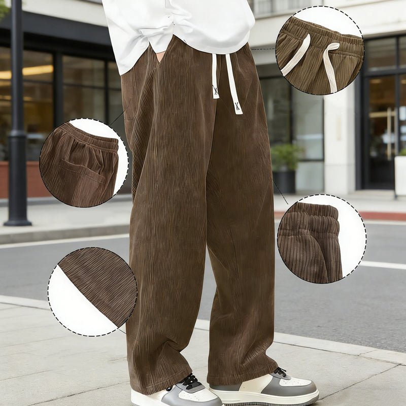Pantalones de hombre de corte holgado, con cordón y bolsillos