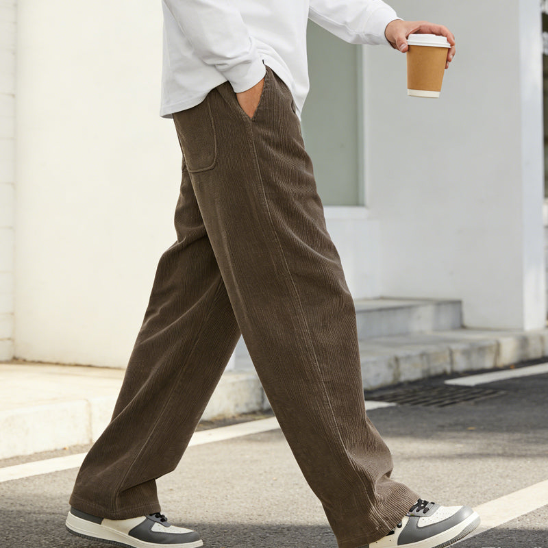 Pantalones de hombre de corte holgado, con cordón y bolsillos