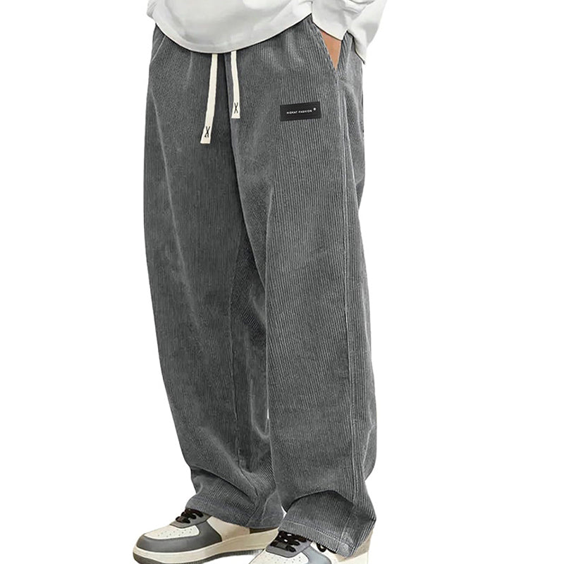 Pantalones de hombre de corte holgado, con cordón y bolsillos