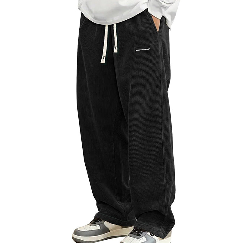 Pantalones de hombre de corte holgado, con cordón y bolsillos