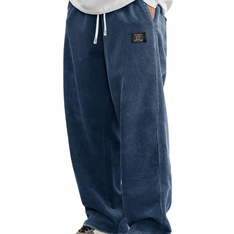 Pantalones de hombre de corte holgado, con cordón y bolsillos