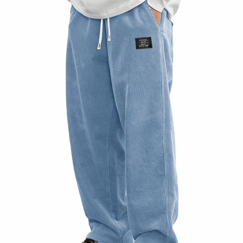 Pantalones de hombre de corte holgado, con cordón y bolsillos