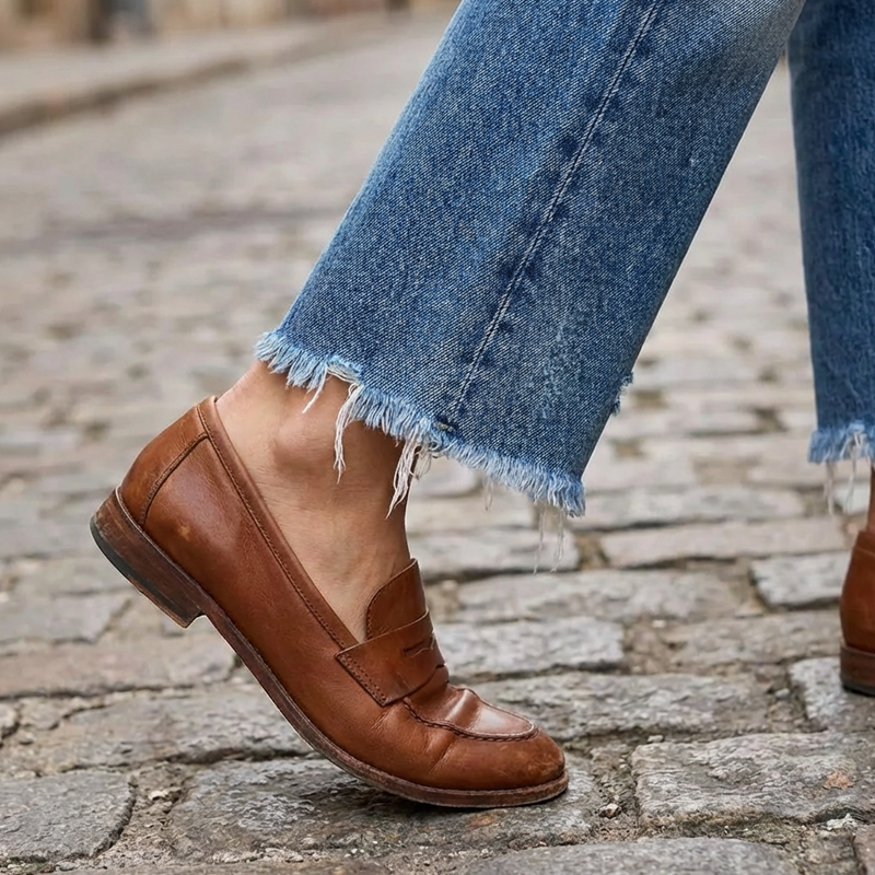 Vaqueros retro de mujer, de corte corto y pierna recta