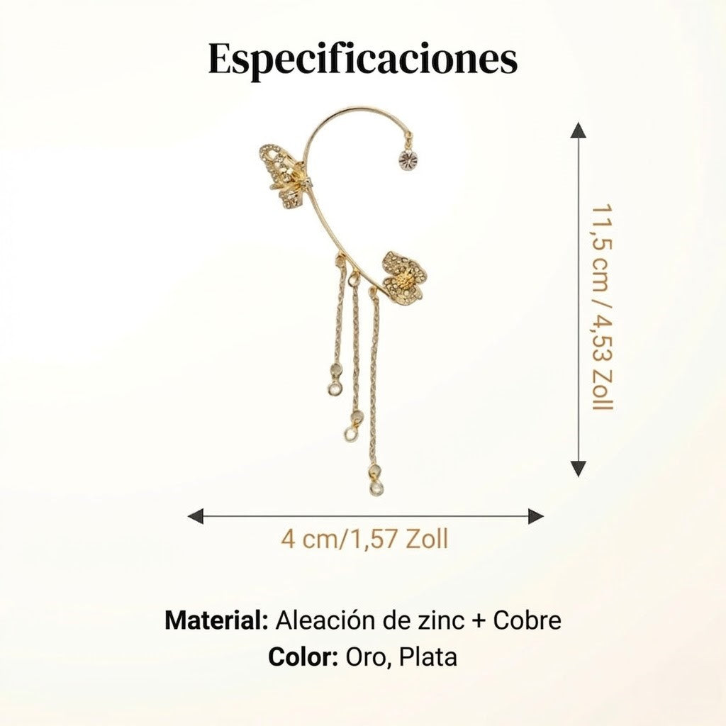 💕50 % de réduction💕 Boucles d'oreilles pendantes clips, motif papillon et fleur avec pompons - Élégantes et confortables, pas besoin de percer les oreilles 🌸🦋