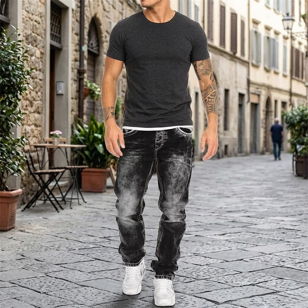 Vaqueros de verano fáciles de llevar para hombre: tejido elástico ligero, corte recto, versátiles y fáciles de combinar ☀️👍